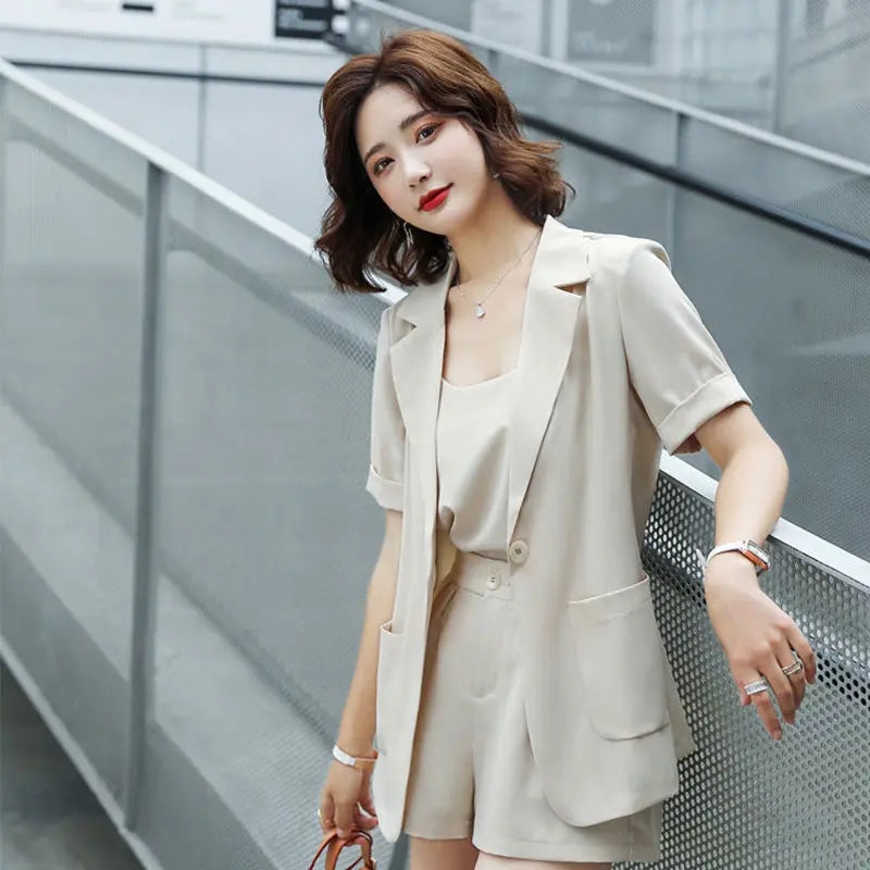 Set of Two Fashion Pieces for Women New In 2 Piece Outfits 2024 Summer Shorts Blazer Suits Elegant Cheap Women's Matching Sets