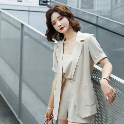 Set of Two Fashion Pieces for Women New In 2 Piece Outfits 2024 Summer Shorts Blazer Suits Elegant Cheap Women's Matching Sets