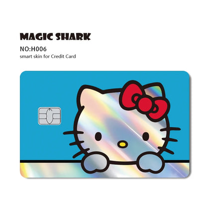 ホットセール Hello Kitty Kuromi ホログラフィックレーザー光沢フィルムスキンカバーステッカー（デビット・クレジットカード・銀行カード用）