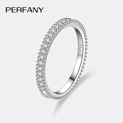 PERFANY レディース用オールモアサナイトリング S925純銀 輝くGRAラボラトリーダイヤモンド 重ね付け可能 ファッション結婚指輪ジュエリー