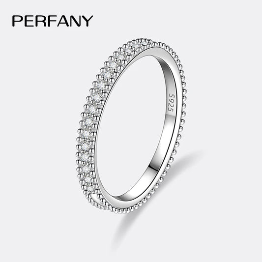 PERFANY レディース用オールモアサナイトリング S925純銀 輝くGRAラボラトリーダイヤモンド 重ね付け可能 ファッション結婚指輪ジュエリー