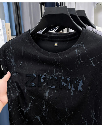 Top Grade Print New Summer Tops Hipster Designer Tshirt Men 2025 Brand Short Sleeve Round Neck Casual Fashion Men Clothing