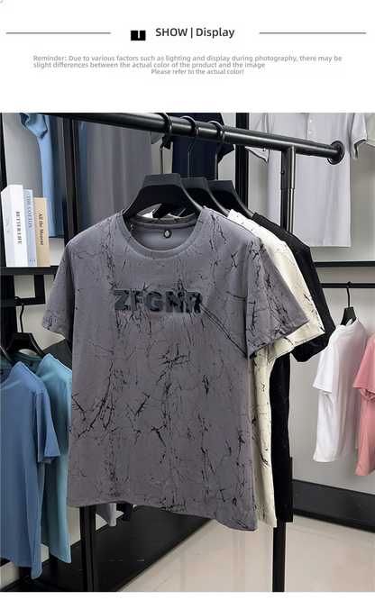 Top Grade Print New Summer Tops Hipster Designer Tshirt Men 2025 Brand Short Sleeve Round Neck Casual Fashion Men Clothing