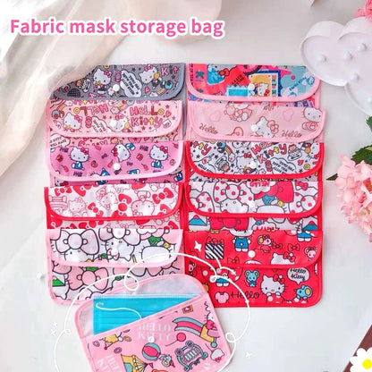Sanrio Kuromi Waterproof Mask Storage Bag Melody Portable Small Item Storage Bag Cosmetic Bag Oxford Cloth Receipt Bag