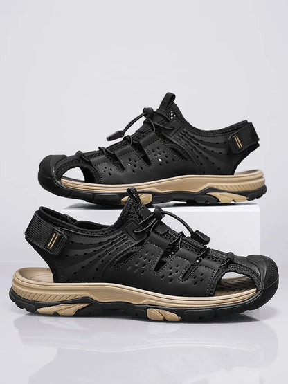 Men's Sport Sandals Handmade Genuine Leather Sandals for Men Summer Outdoor Anti-collision Comfortable Casual Beach Sandals