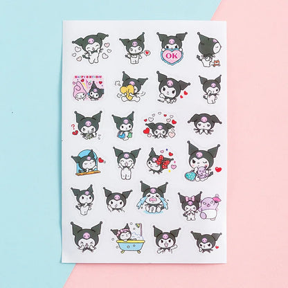 Miniso kawaii kuromi sticker small pattern creative cute cartoon decoration water cup sticker planner account kuromi sticker