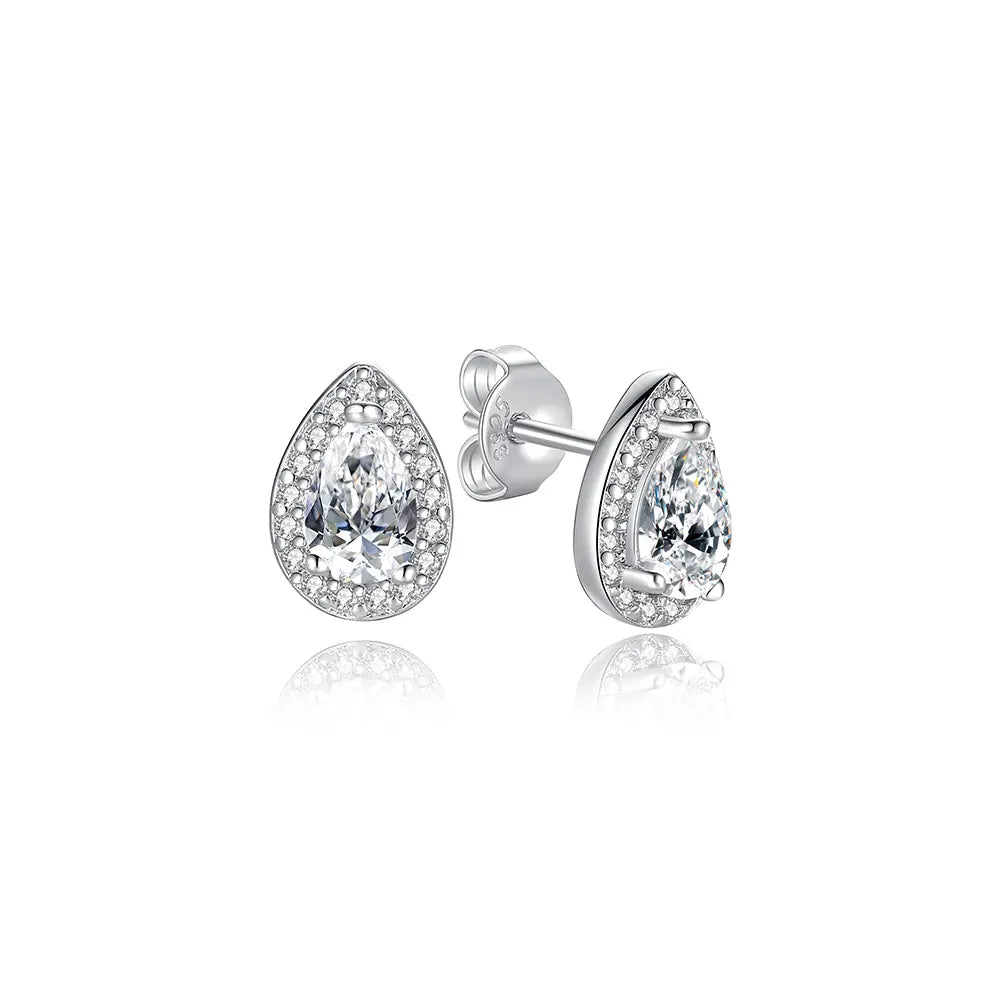 Original 925 Sterling Silver Earrings 2025 Stud Hoop Crystal Earings For Women Rose Gold Crown Heart Infinity Bee Earing Jewelry