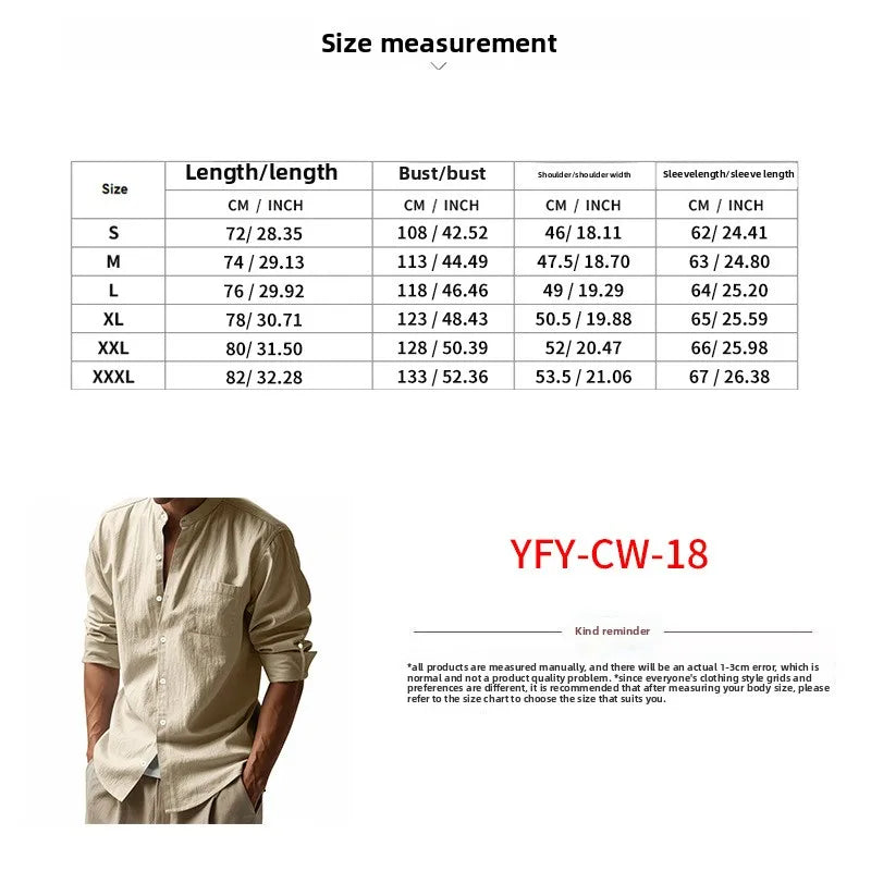 2025 New Spring and Summer Men's Suit Linen Casual Loose Breathable Long Sleeves Shirt Trousers 2Set of Beach Vacation Essential