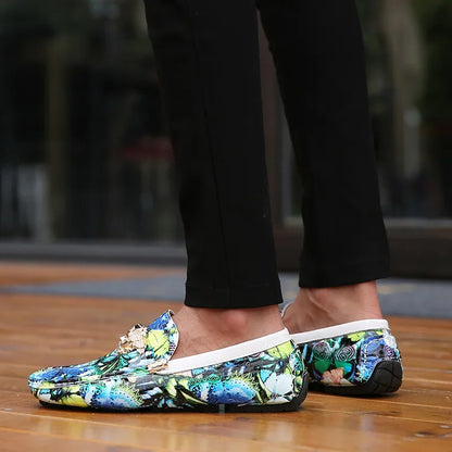 Luxury Loafers Men Fashion Printed Leather Shoes Designer Moccasin for Man Party Shoes Comfortable Flats Driving Shoes Male