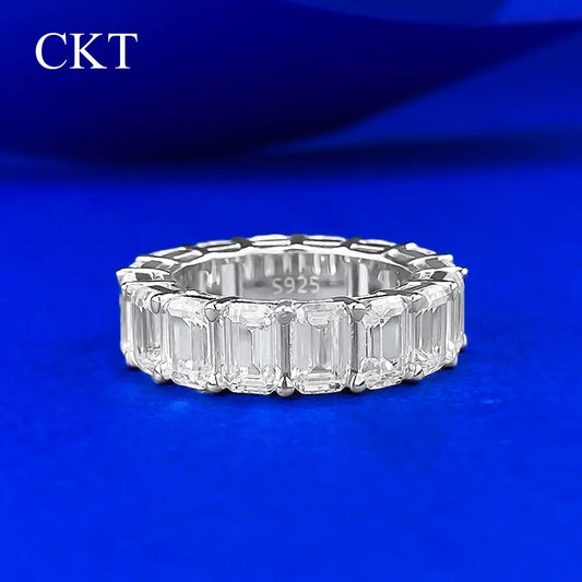 CKT 100% 925 Sterling Silver Oval Heart Round Emerald Cut Lab Sapphire 4*6MM Moissanite Jewelry Wedding Band Row Ring Wholesale