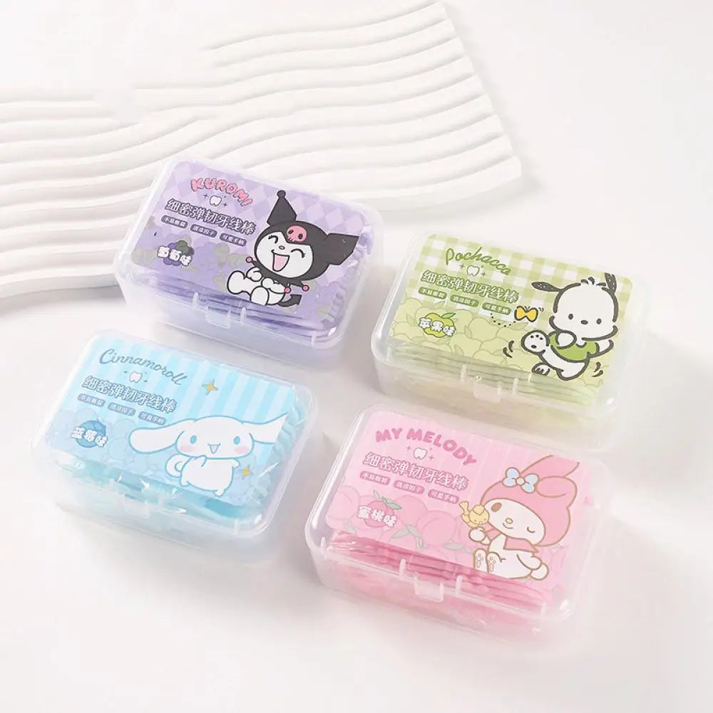 Miniso Melody Dental Floss Are Fine Elastic Have A Cute Fruity Flavor Kuromi Round Floss Boxes Are Portable for Teeth Cleaning