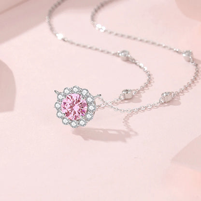 Vinregem Round Cut Lab Sapphire High Carbon Diamond Gemstone Pendant Necklaces 100% 925 Sterling Silver Fine Jewelry Wholesale