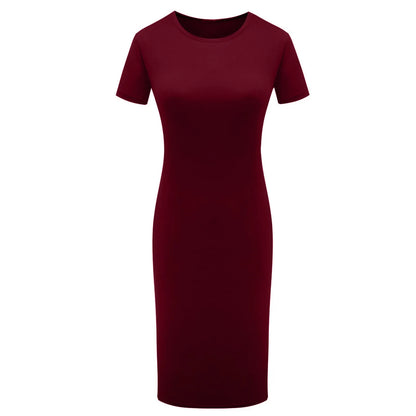 Summer Dress High Stretch Tank Robe Solid Short Sleeve Casual Slim Long Pencil Dress Women Sexy Maxi Dress Elegant Thin Vestido