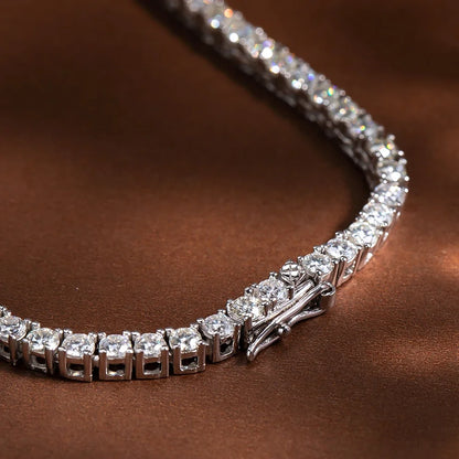 FEOBUR V-shaped Full Moissanite Tennis Necklace for Women Wedding Party Jewelry with 925 Sterling Silver Neck Chain Choker