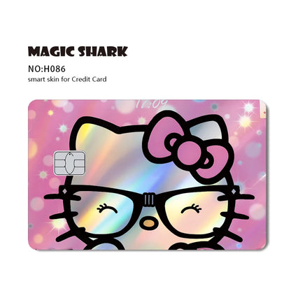 ホットセール Hello Kitty Kuromi ホログラフィックレーザー光沢フィルムスキンカバーステッカー（デビット・クレジットカード・銀行カード用）
