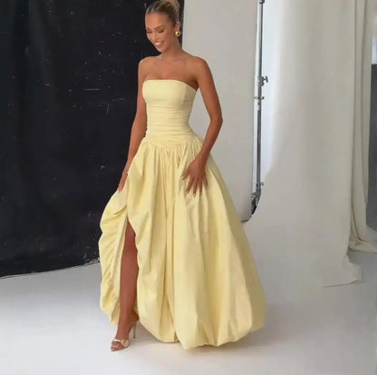 Giyu Sexy Evening Club Party Dresses Women 2025 Summer Bandage Lace Up Split Maxi Long Dress Elegant Strapless Backless Robe