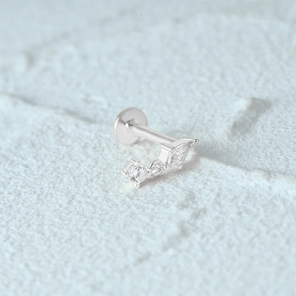 Aide 925 Sterling Silver 1pc Geometry Multi Piercing Stud Earrings For Women K Gold Simple Elegant Tassel Jewelry Gift Pendiente