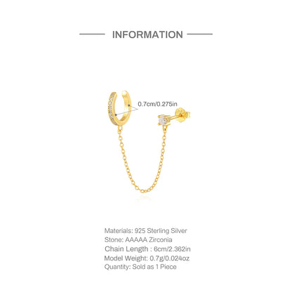 Aide 925 Sterling Silver 1pc Geometry Multi Piercing Stud Earrings For Women K Gold Simple Elegant Tassel Jewelry Gift Pendiente