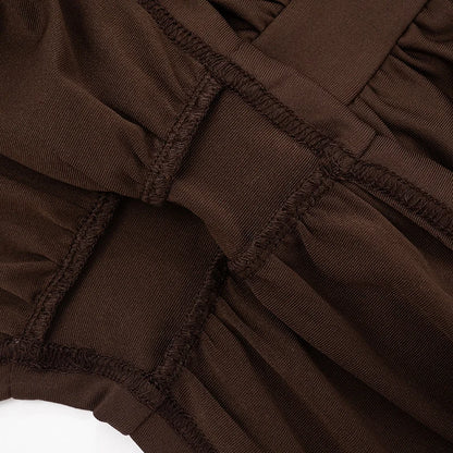 Mozision Turtleneck Backless Ruched Sexy Maxi Dress Women Brown Off-shoulder Backless Bodycon Club Party Long Dresses Female