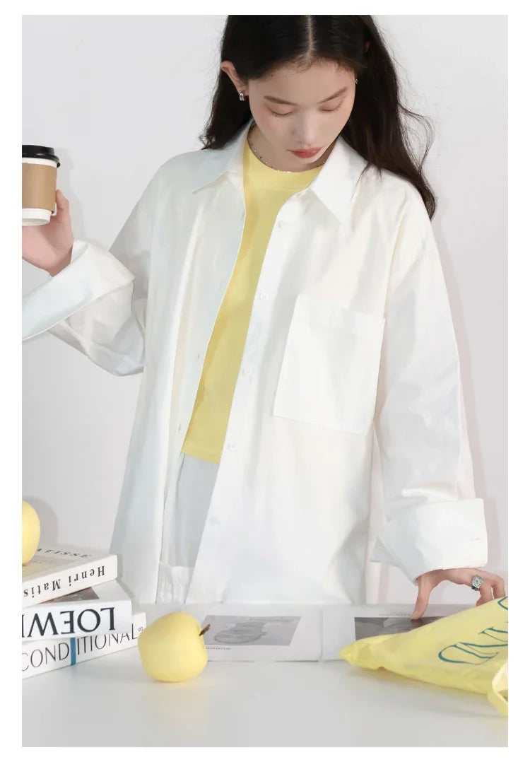 CHIC VEN Women Shirts Solid Long Sleeve Loose Single Breasted Female Blouses Woman Cotton Spring Summer 2025 Clothing