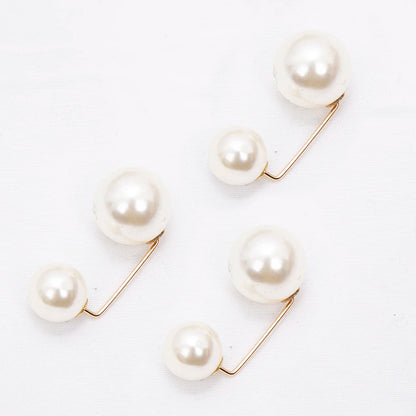 3Pcs/set New Women Tightening Waistband Pin Double Pearl Brooches Metal Lapel Pins Sweater Shirt Cardigan Brooch Accessories
