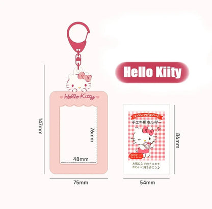 Sanrio Card Holder Hello Kitty Cinnamoroll Kuromi My Melody Photo Card Keychain Kawaii Bag Kpop Style Pendant Student Gift Toys