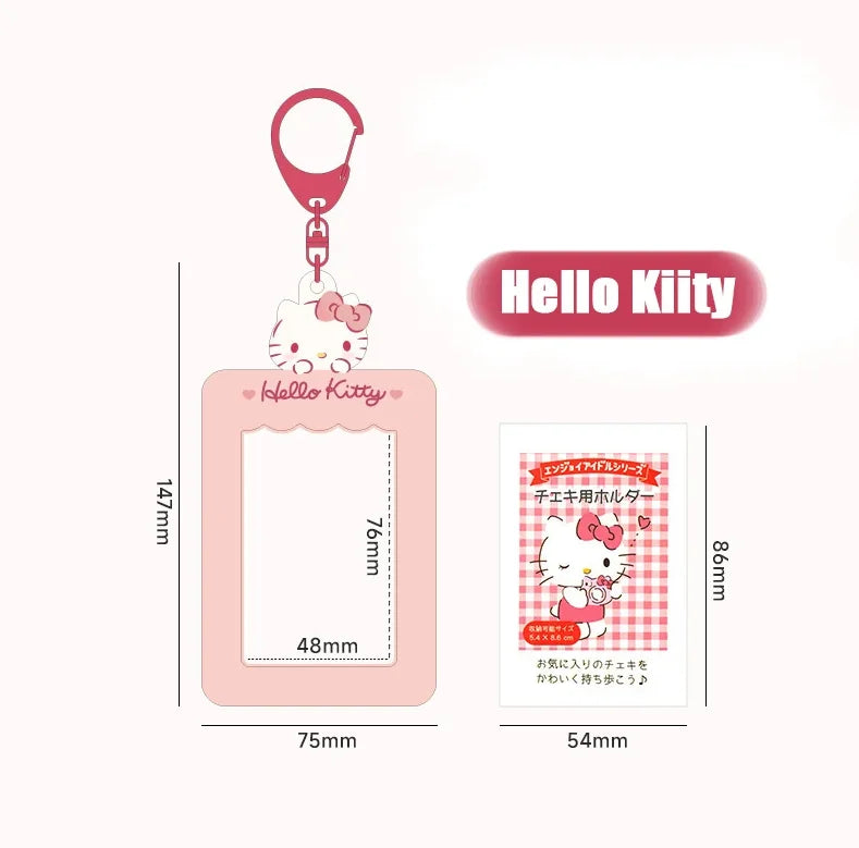Sanrio Card Holder Hello Kitty Cinnamoroll Kuromi My Melody Photo Card Keychain Kawaii Bag Kpop Style Pendant Student Gift Toys