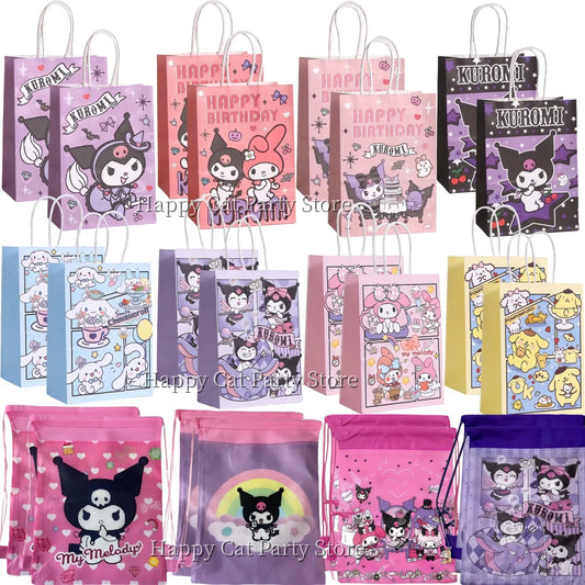 Cinnamoroll Paper Gift Bags Birthday Decor Kuromi Candy Bag Hello Kitty Biscuit Package boys Girls Favors Gifts Party Supplies