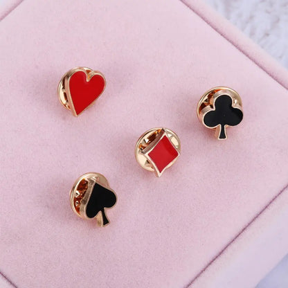 4pcs/set Popular Zinc Alloy Poker Broche Brooch Badges Small Poker Cufflinks Pins Brooches for Women Men Shirt Collar Accessory