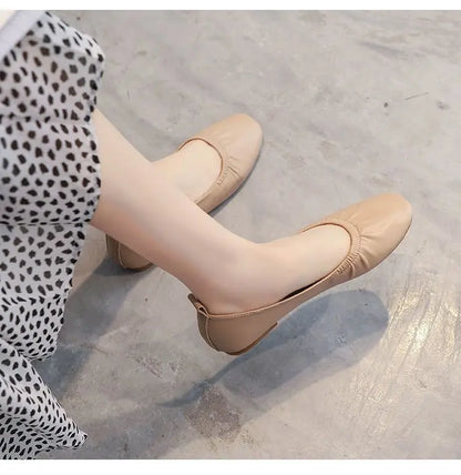 Women's Flats – 2025 Autumn New Trendy Retro Fashion Low-Heel Casual Commuting Leather Loafers (Driving Shoes for Petite Women)