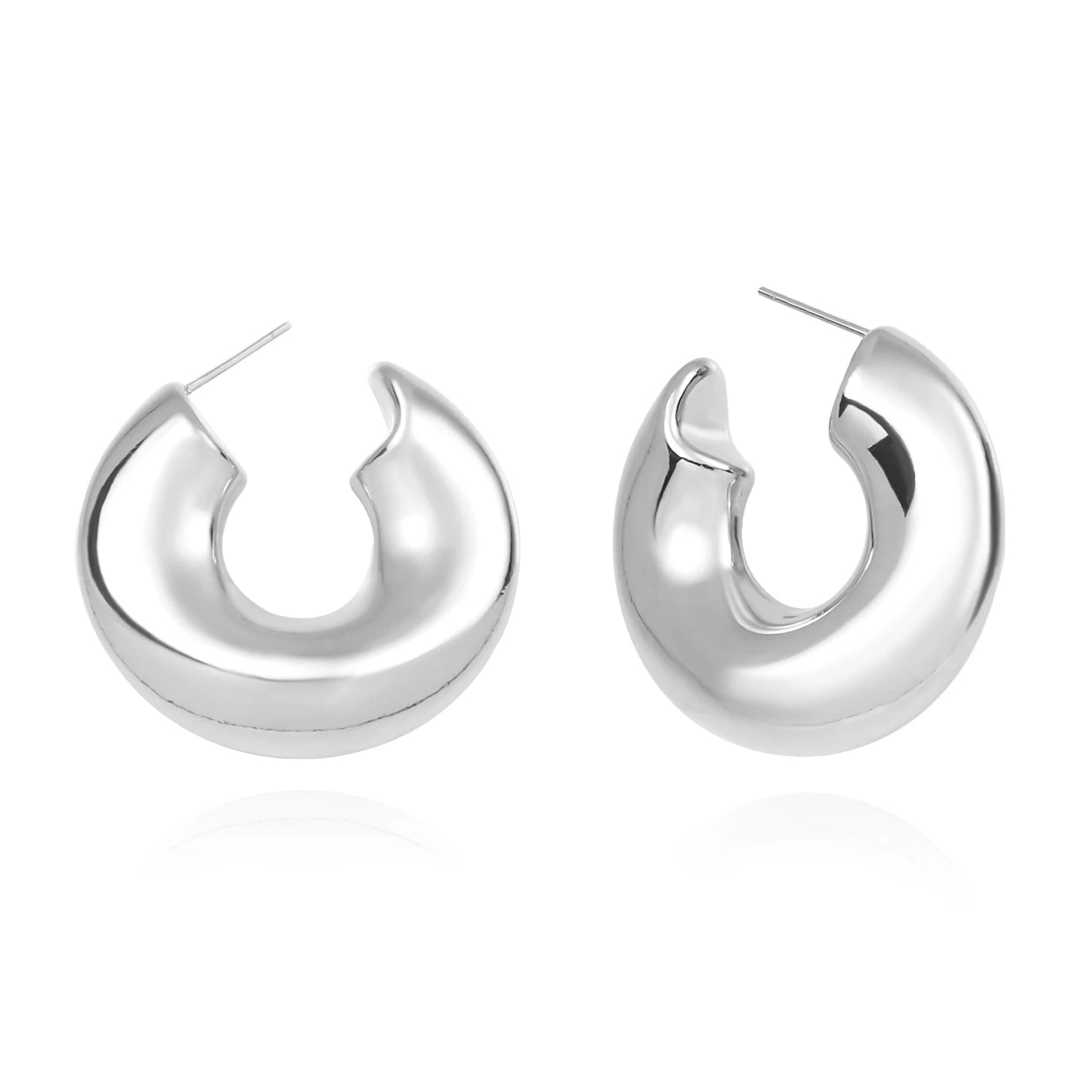 SDA Chunky Hollow Hoop Earrings Trendy 18K Gold Plated Stainless Steel for Woman Jewelry