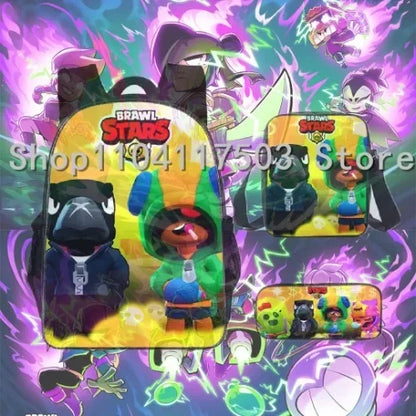 Anime Figures 3Pcs Backpack Set Kawaii Schoolbag Cartoon Mochila Anime Large Capacity 16 inch Bags Birthday Gifts