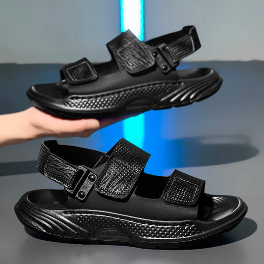 Sandals for men summer style soft sole casual wear-resistant anti slip black sandals for outdoor wear water wading beach shoes