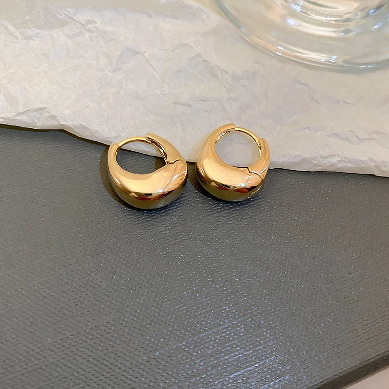 Gold Color Metallic Ear Loops For Women Simple Cool Style Irregular Geometric Ear Buckle Personalized Party HooP Earring Jewelry