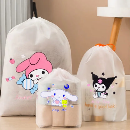 4pcs/set Sanrio Storage Bag Kuromi Closet Organizer Cute Home Travel Portable Bag Waterproof Pocket Clothing Classified Draw Bag