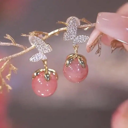 925 Silver Needle Vintage Green Crystal Butterfly Drop Earrings For Women Jewelry 2025 Trending Luxury Zircon Women's Earrings