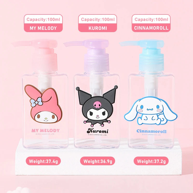 1PC 100ML Sanrio My Melody Kuromi Cute Cartoon Travel Sub-bottle Press Portable Spray Empty Bottle Cinnamoroll Lotion Bottle