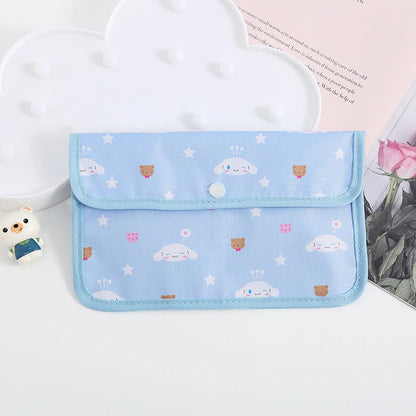 Sanrio Kuromi Waterproof Mask Storage Bag Melody Portable Small Item Storage Bag Cosmetic Bag Oxford Cloth Receipt Bag