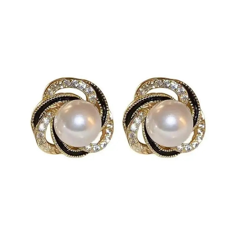 925 Silver Needle Korean Fashion Pearl Stud Earrings For Women Jewelry 2025 Trending New Vintage French Women's Crystal Earrings