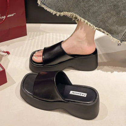 Women Slippers 2025 Summer New Luxury Sandals Women Thick Soled Designer Square Toe Slippers Slides Women Zapatos