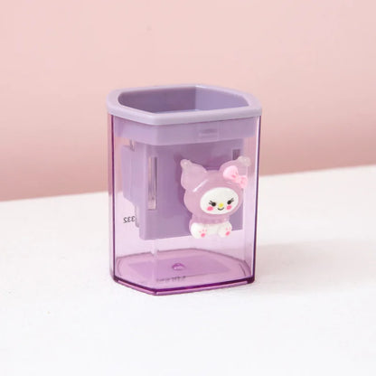 Anime Sanrio Pencil Sharpener Hello Kitty Kuromi Portable Pencil Sharpener Cinnamoroll Melody Simple Primary Stationery Kid Gift