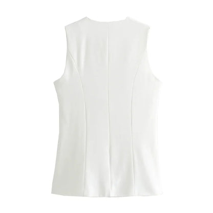 MUJER 2025 White Sleeveless Vest Women Button Summer Vests for Women Jacket Pink Vest Top Women Streetwear Women's Tailored Vest