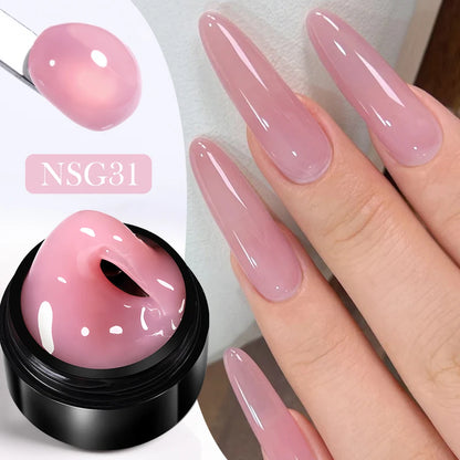 BORN PRETTY 15ml クリア ノンスティック ハンドエクステンション ジェルネイルポリッシュ 3Dシェーピングネイルアート用 固形ミルキーゼリーハードジェル フェイクネイル用