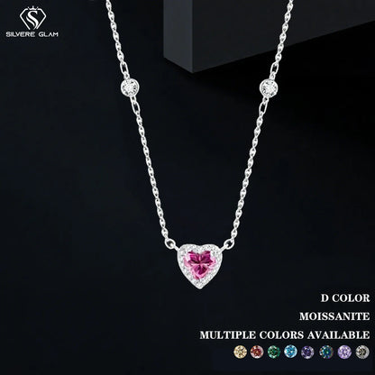 TY 0.8CT モアサナイト 925 スターリングシルバー ネックレス レディース ハートペンダントネックレス Dカラー 輝くファインジュエリー ラボダイヤモンド