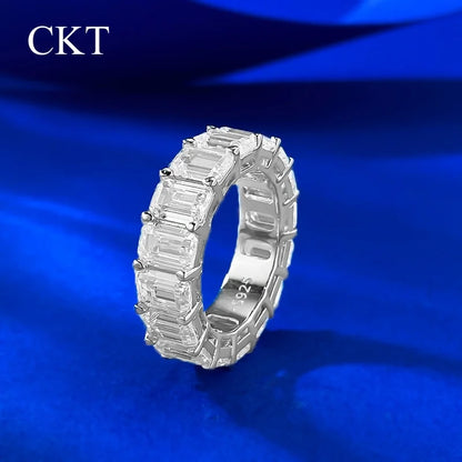 CKT 100% 925 Sterling Silver Oval Heart Round Emerald Cut Lab Sapphire 4*6MM Moissanite Jewelry Wedding Band Row Ring Wholesale