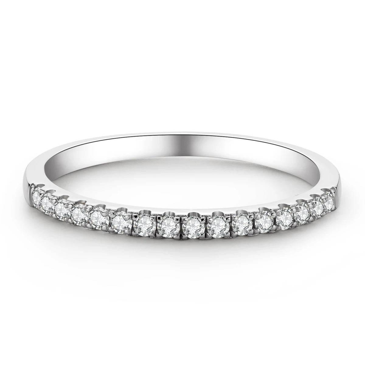 AINUOSHI 1.5mm Moissanite Ring 925 Sterling Silver Full Moissanites Eternity Band Engagement Wedding Rings for Women Jewelry