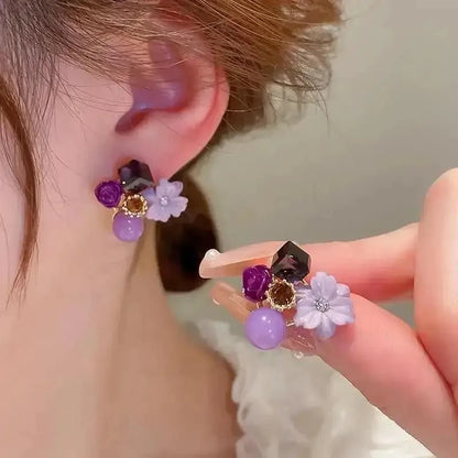 925 Silver Needle Korean Fashion Dream Colorful Crystal Earrings For Women Jewelry 2025 Trending Luxury Cube Sugar Stud Earrings