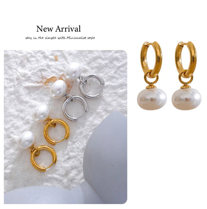 High Quality Imitation Pearl Pendant Alloy Gold Korean Earrings Ornaments Fashion Jewelry Women Gift