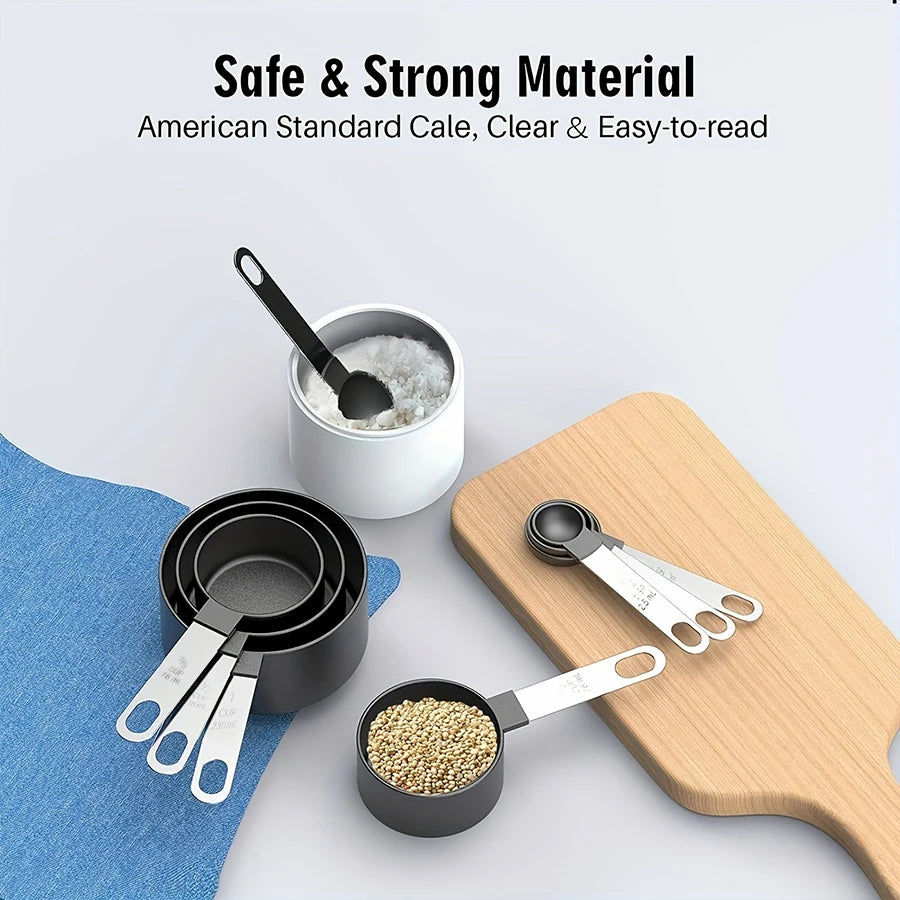 4PCS/8PCS plastic measuring cup Spoon Set Stainless Steel handle Kitchen Baking Tools Accessories Weighing gadgets