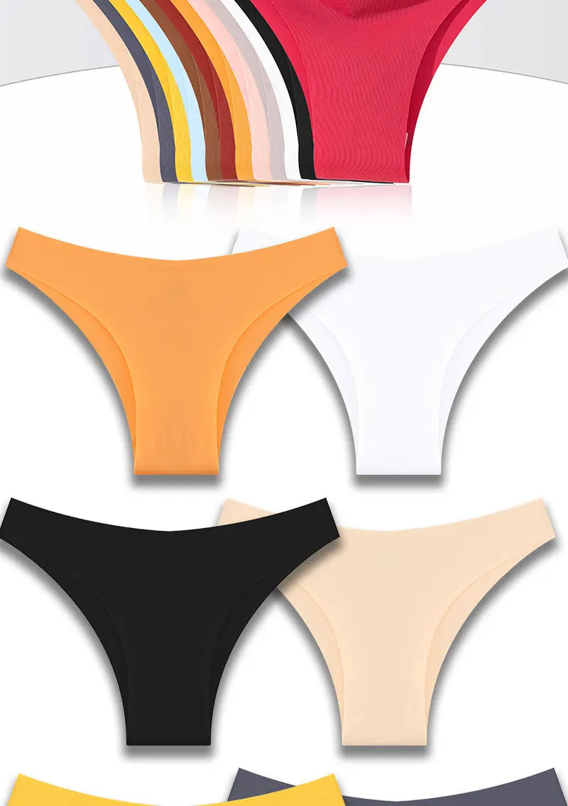 FINETOO 6Pcs/Set Ice Silk Seamless Underwear Low Waisted Brazilian Pants Breathable High Elasticity Lingerie Intimates Panties